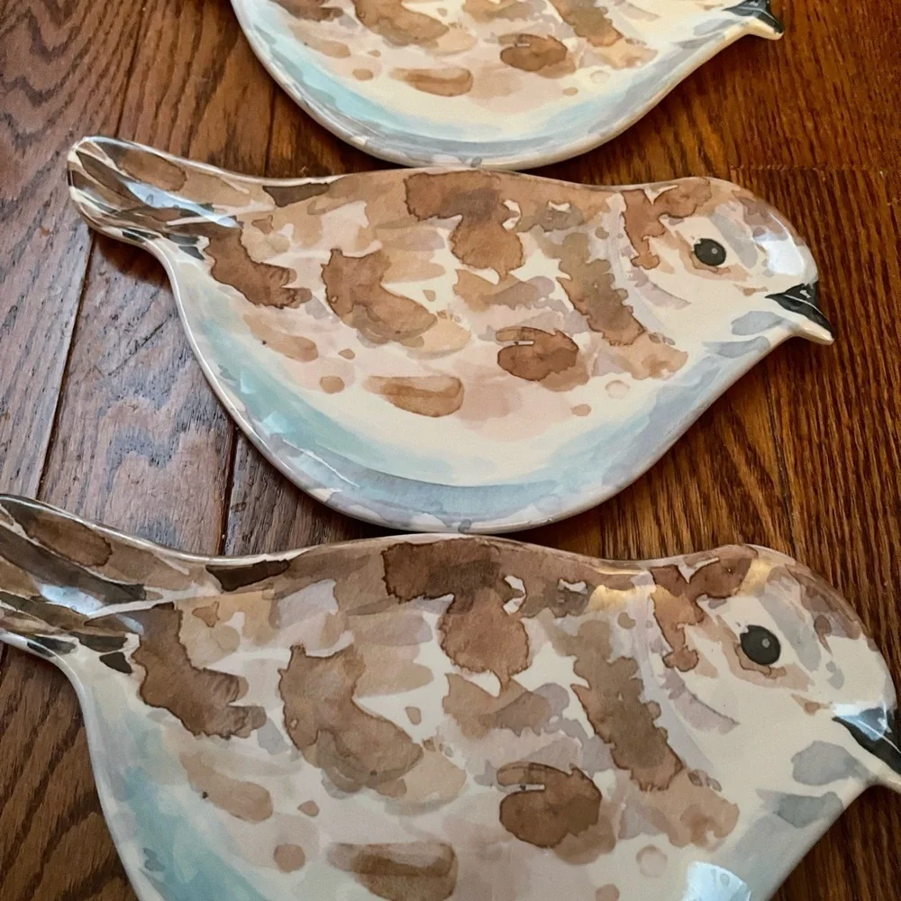 Set of Bird-Shaped Melamine Plates (5)